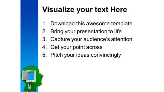 Open Human Brain With Ladder PowerPoint Templates Ppt Backgrounds For Slides 0713