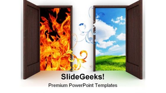 Opened Door Nature PowerPoint Template 0810