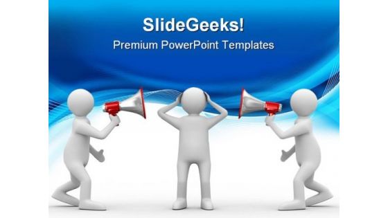 Orator Speaks In Megaphone Metaphor PowerPoint Backgrounds And Templates 1210