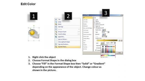 Orientated Circle Arrow Process 5 Flow Chart Method PowerPoint Slides