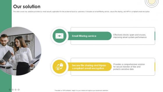 Our Solution Email And Data Protection Platform Capital Funding Pitch Deck PPT Sample