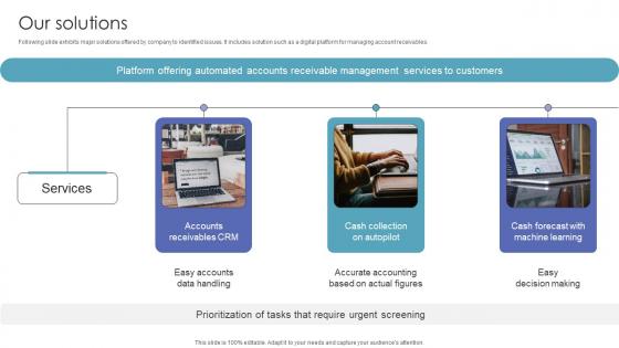 Our Solutions Investor Funding Pitch Deck For Automated Ar Platform Our Solutions Investor Funding Pitch Deck For Automated Ar Platform