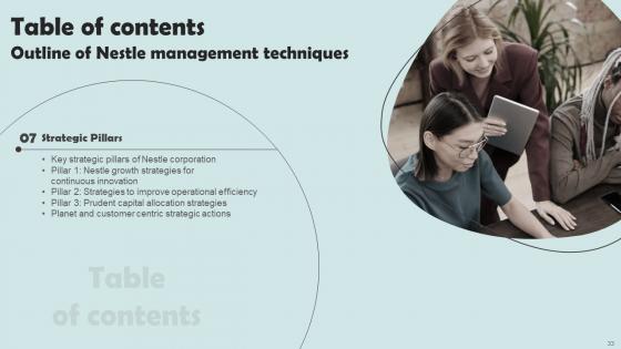 Outline Of Nestle Management Techniques Ppt Powerpoint Presentation Complete Deck