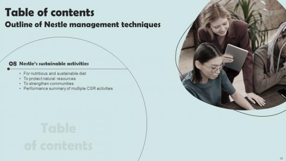 Outline Of Nestle Management Techniques Ppt Powerpoint Presentation Complete Deck