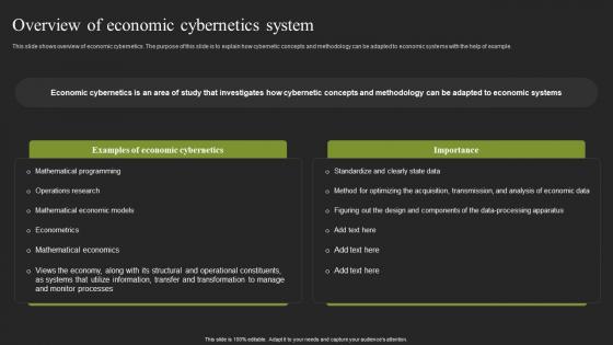 Overview Of Economic Cybernetics System Cybernetic Systems Professional Pdf
