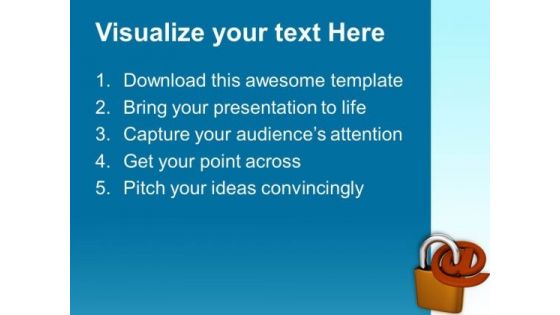 Padlock With At Sign PowerPoint Templates Ppt Backgrounds For Slides 0713