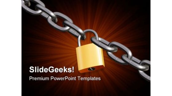 Padlock With Chain Security PowerPoint Themes And PowerPoint Slides 0711