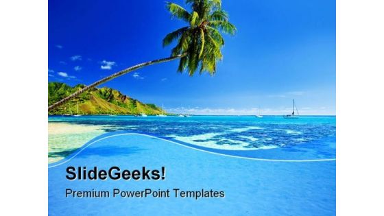 Palm Tree Beach PowerPoint Templates And PowerPoint Backgrounds 0711