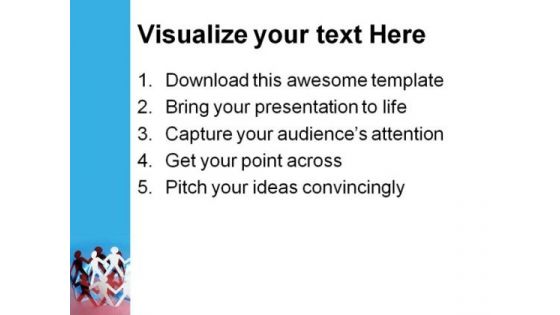 Paper Chain Dolls Teamwork PowerPoint Background And Template 1210