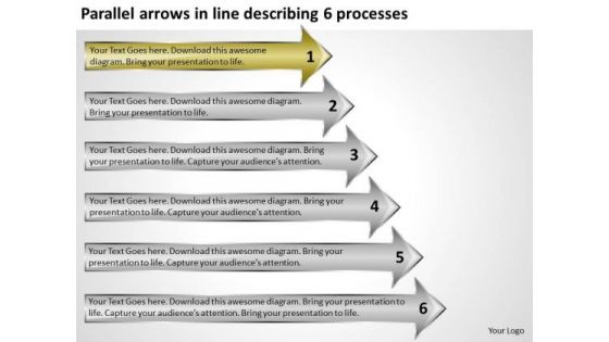 Parallel Arrows In Line Describing 6 Processes Gym Business Plan PowerPoint Templates