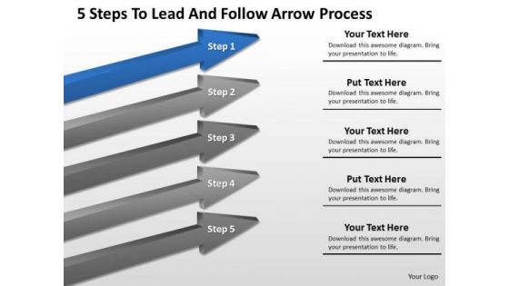 Parallel Processing Examples 5 Steps To Lead And Follow Arrow PowerPoint Templates