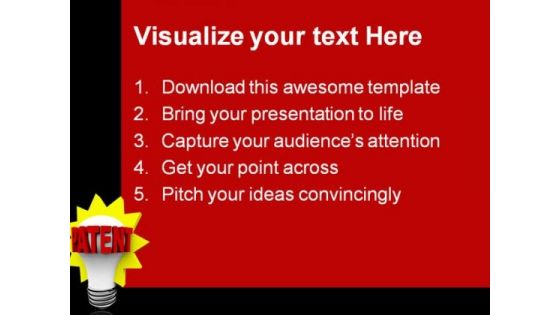 Patent Word On Light Bulb Business PowerPoint Themes And PowerPoint Slides 0411