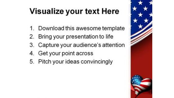 Patriotic Love Heart Americana PowerPoint Template 1010