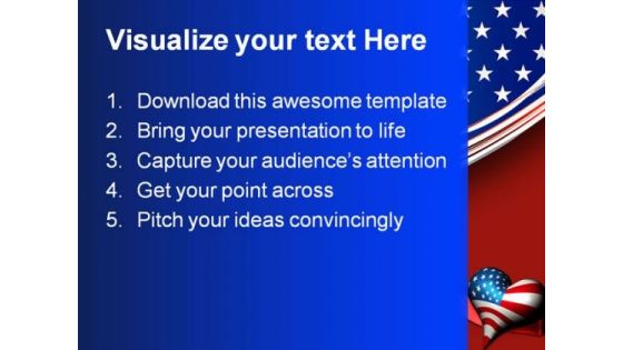 Patriotic Love Heart Americana PowerPoint Template 1010