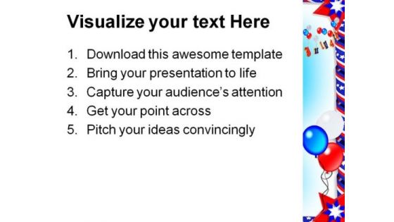 Patriotic Ribbons Americana PowerPoint Template 1110
