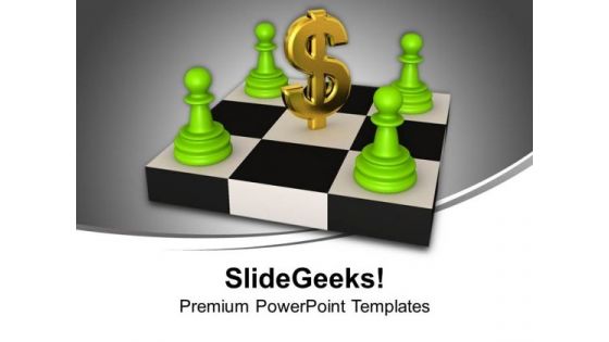Pawns Around Dollar Strategy Business PowerPoint Templates Ppt Backgrounds For Slides 0113