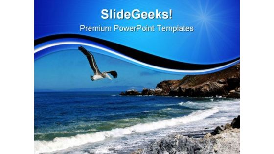 Pelican In Flight Animals PowerPoint Templates And PowerPoint Backgrounds 0611