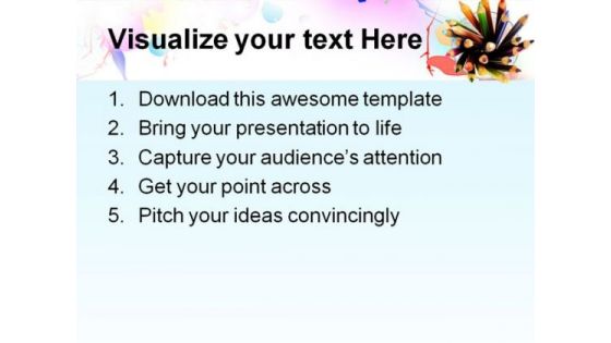 Pencils In A Glass Education PowerPoint Template 1110