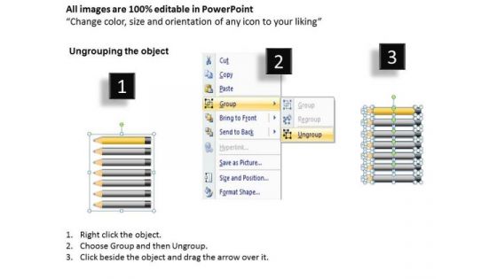 Pencils In Horizontal Position 7 Stages Ppt Business Plans Examples Free PowerPoint Templates