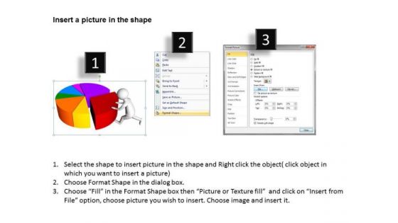 People Business 3d Man Pushing Colorful Pie Finance PowerPoint Templates