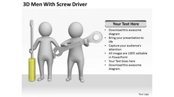 People Business 3d Men With Screw Driver PowerPoint Templates Ppt Backgrounds For Slides