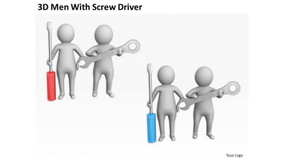 People Business 3d Men With Screw Driver PowerPoint Templates Ppt Backgrounds For Slides