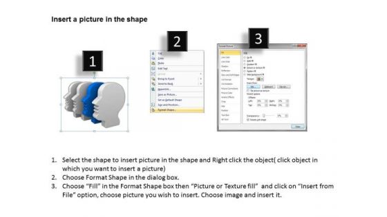 People Business 3d Multiple Faces Brains PowerPoint Slides