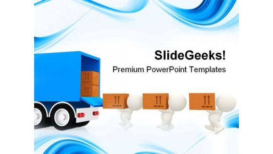 People Carrying Delivery Boxes Business PowerPoint Templates And PowerPoint Backgrounds 0311