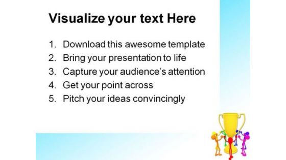 People Dancing Around Trophy Success PowerPoint Templates And PowerPoint Backgrounds 0311