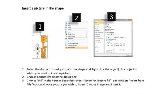 People In Business 3d Man Standing Beside Blog PowerPoint Templates