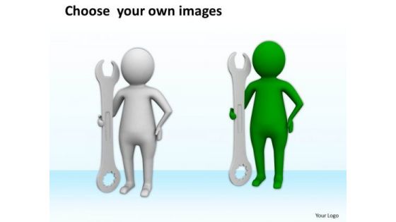People In Business 3d Man With Wrench Mechanics PowerPoint Slides