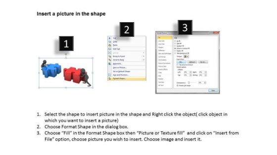 People In Business 3d Men Connecting Two Puzzle Piece Solution PowerPoint Slides