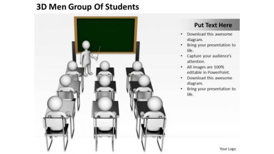 People In Business 3d Men Group Of Students PowerPoint Templates