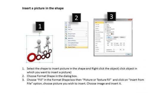 People In Business 3d Men Running On Gears PowerPoint Slides