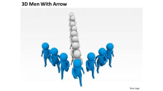 People In Business 3d Men With Arrow PowerPoint Templates