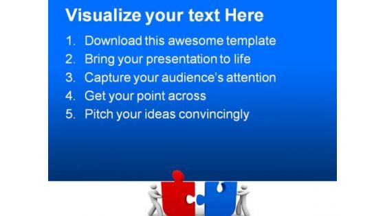 People Pushing Puzzle Pieces Business PowerPoint Themes And PowerPoint Slides 0411