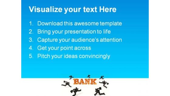 People Running Towards Bank Finance PowerPoint Themes And PowerPoint Slides 0511