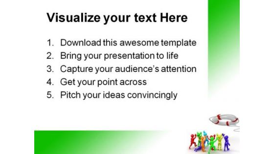 People Running Towards Help Business PowerPoint Themes And PowerPoint Slides 0411
