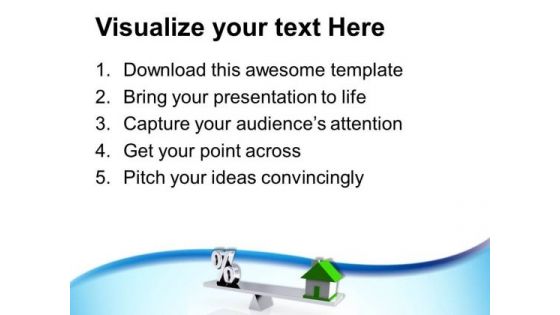 Percent Symbol And House On Seseesaw PowerPoint Templates Ppt Backgrounds For Slides 0113