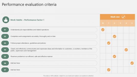Performance Evaluation Criteria PPT Template SS