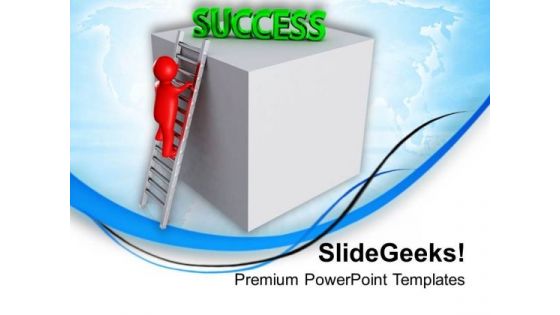 Person Climbing Ladder Of Success PowerPoint Templates Ppt Backgrounds For Slides 0713