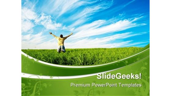 Person Enjoying Freedom Nature PowerPoint Themes And PowerPoint Slides 0711