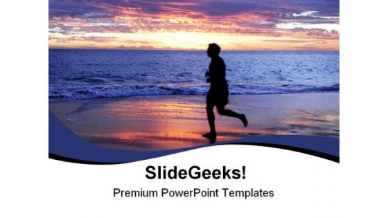 Person On Beach Sunset PowerPoint Templates And PowerPoint Backgrounds 0711
