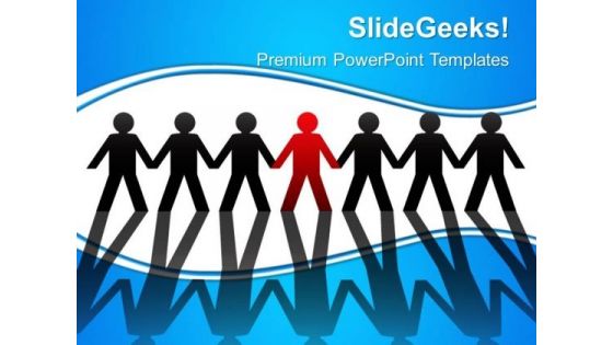 Person Standing In Row Leadership PowerPoint Templates And PowerPoint Themes 0312