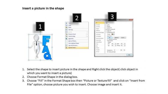 Pictures Of Business Men 3d Man With Faq Interviews Job Test PowerPoint Templates
