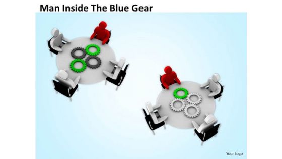Pictures Of Business Men 3d On Table Conference Meeting PowerPoint Slides