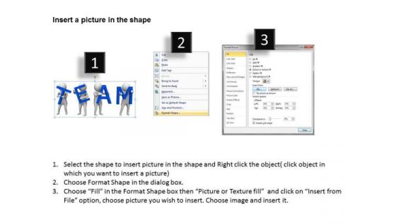 Pictures Of Business Men 3d Team Holding Text PowerPoint Slides