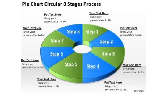 Pie Chart Circular 8 Stages Process Cleaning Service Business Plan PowerPoint Slides