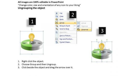 Pie With Bulb Idea Concept Stages Business Plan PowerPoint Slides