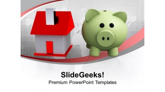 Piggy Bank And House Saving Concept PowerPoint Templates Ppt Backgrounds For Slides 0113